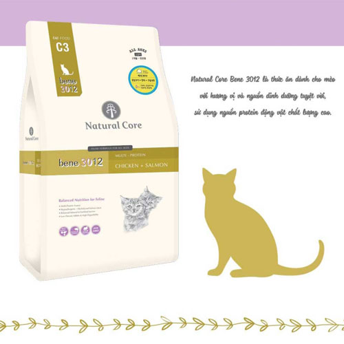 [Bao 10KG] Hạt Natural Core C3 Bene 3012 Cho Mèo Mọi Lứa Tuổi - Vị Thịt Gà & Cá Hồi - [Nông Trại Thú Cưng]