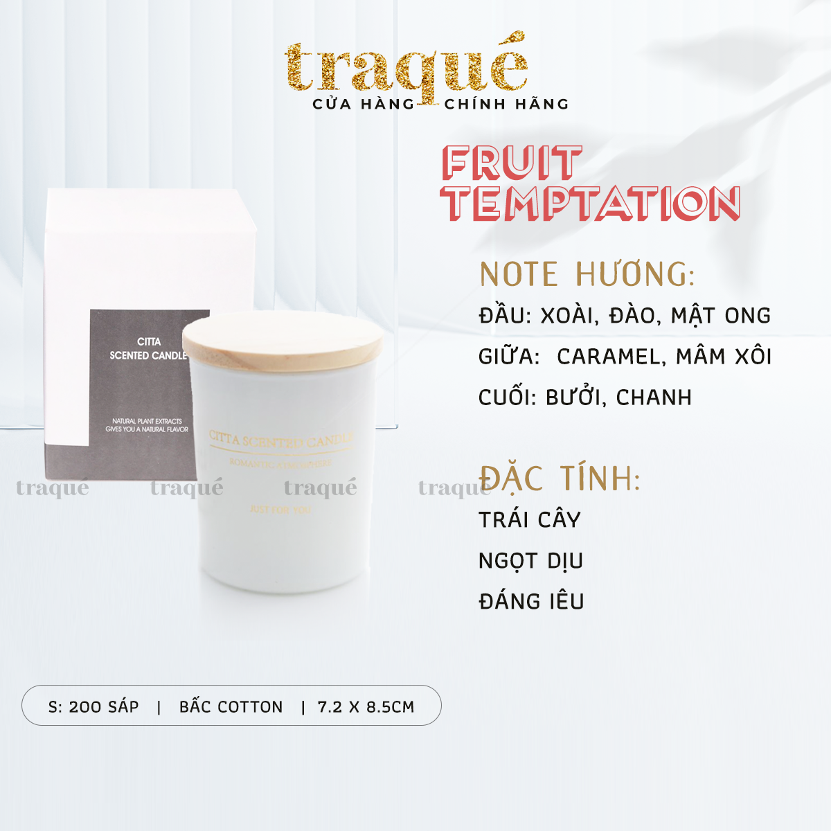 Nến thơm tinh dầu Citta - Ly thuỷ tinh nắp gỗ