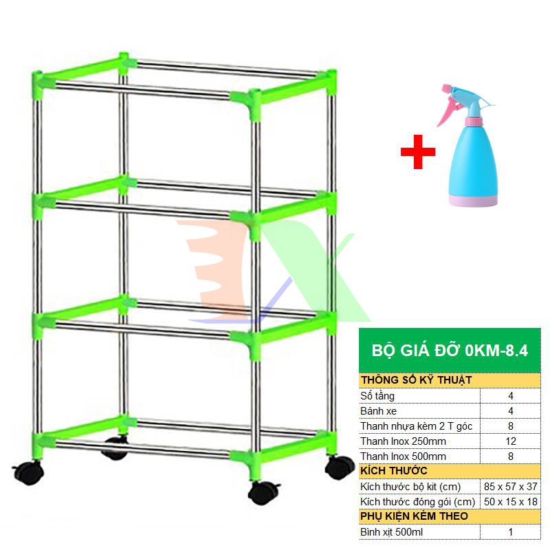 Bộ khung giá Khay trồng rau mầm thủy canh 0KM , Gồm Giá đỡ, Bình xịt