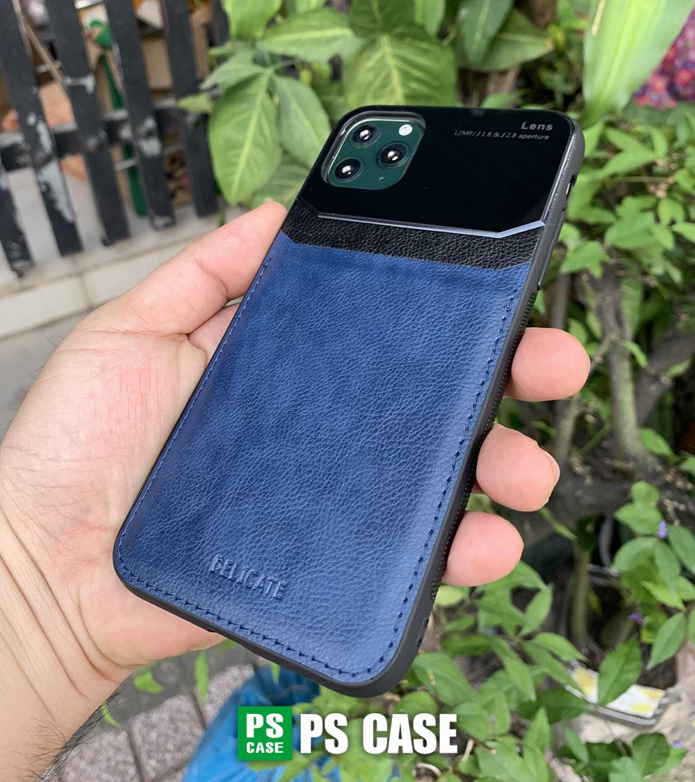 Ốp lưng da kính cao cấp dành cho iPhone 11 Pro - Màu xanh - PS Case Phân Phối