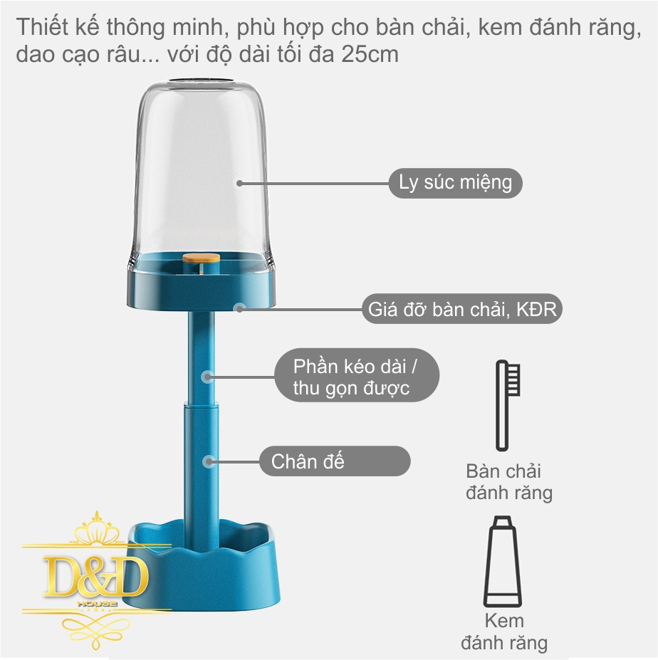 Giá để bàn chải, kem đánh răng thu gọn
