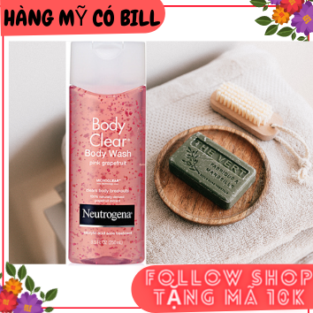 (có bill nhập) Sữa Tắm Trị  Mụn Neutrogena Body Clear Body Wash PINK GRAPEFRUIT -250ML