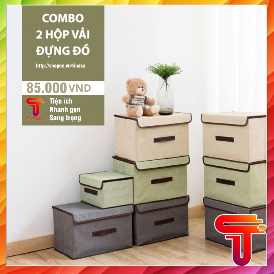 Set 2 túi vải đựng đồ khung cứng phong cách Hàn Quốc