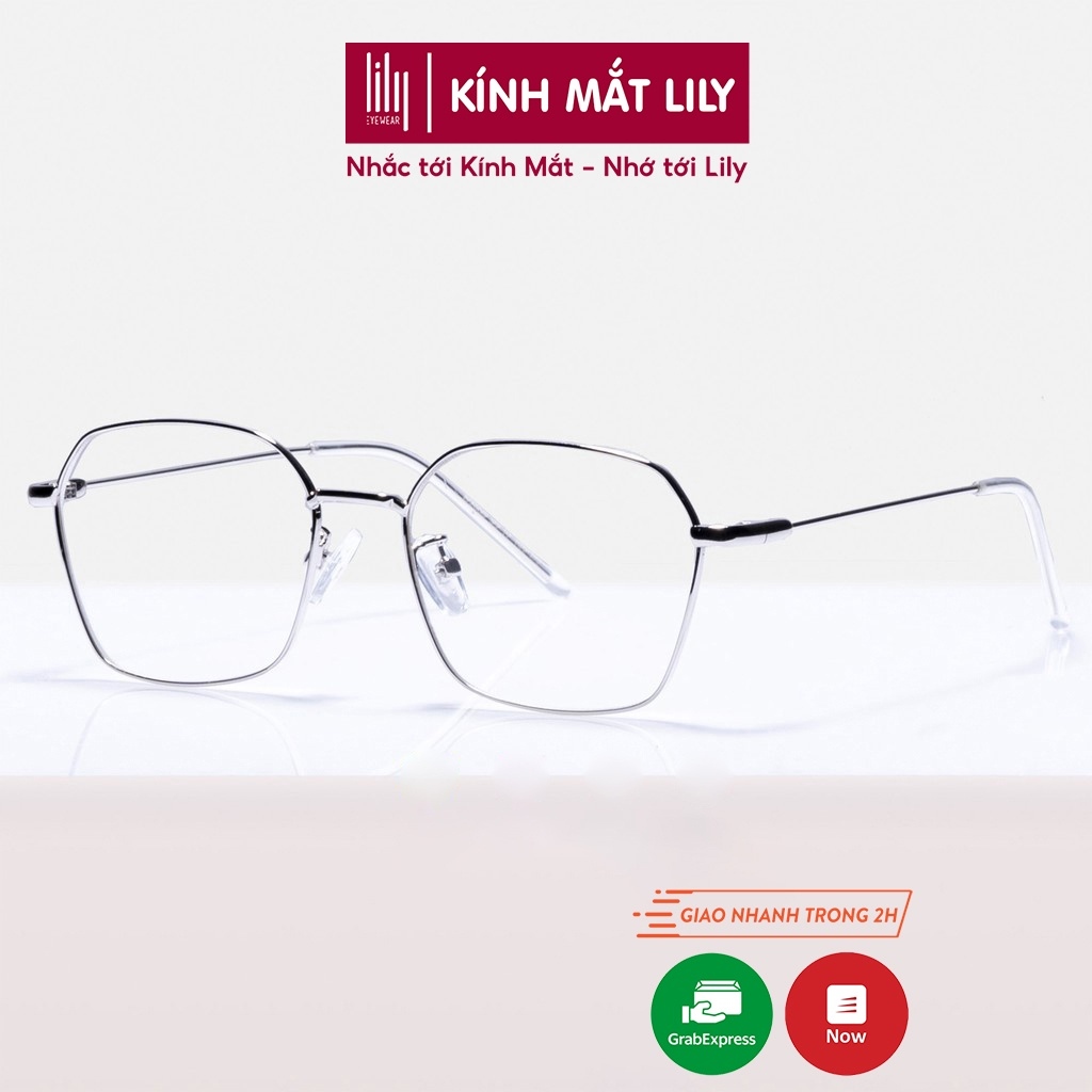 Gọng kính cận nam nữ Lilyeyewear chất liệu kim loại mắt đa giác thanh mảnh