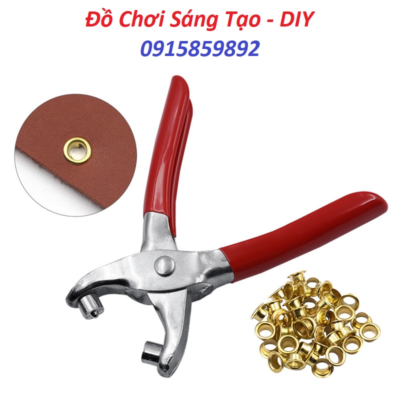 Kìm bấm khoen, bấm khuy ore (có kèm khoen vàng) làm đồ handmade