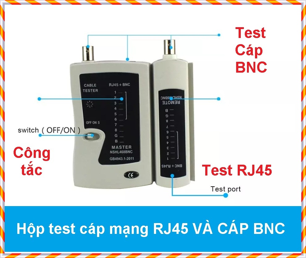 Hộp test dây mạng rj45 cáp bnc đồng trục cho kỹ thuật it