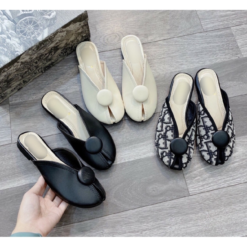 Giày Sục Cánh Bướm Hở Mũi Phối Khuy Tròn Siêu Xinh giá rẻ