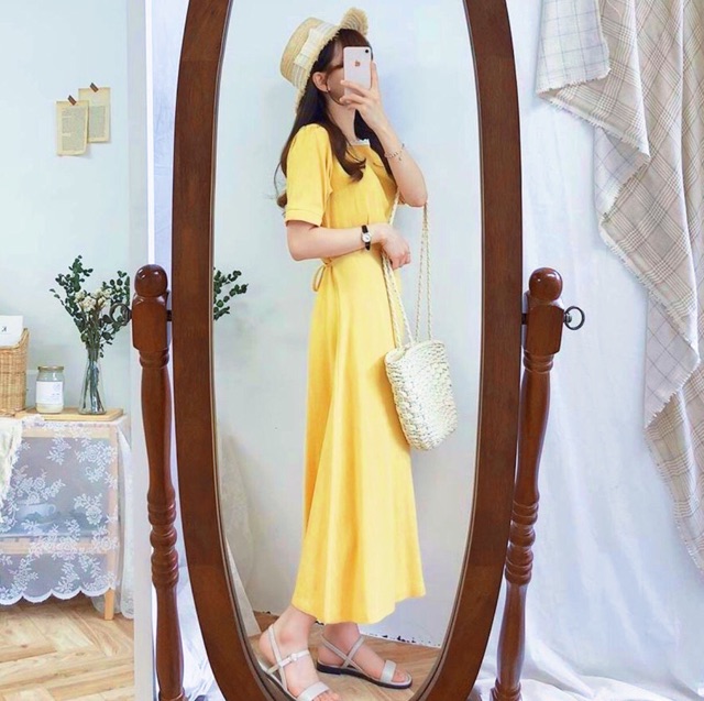 Đầm viền ren form dài 2 màu