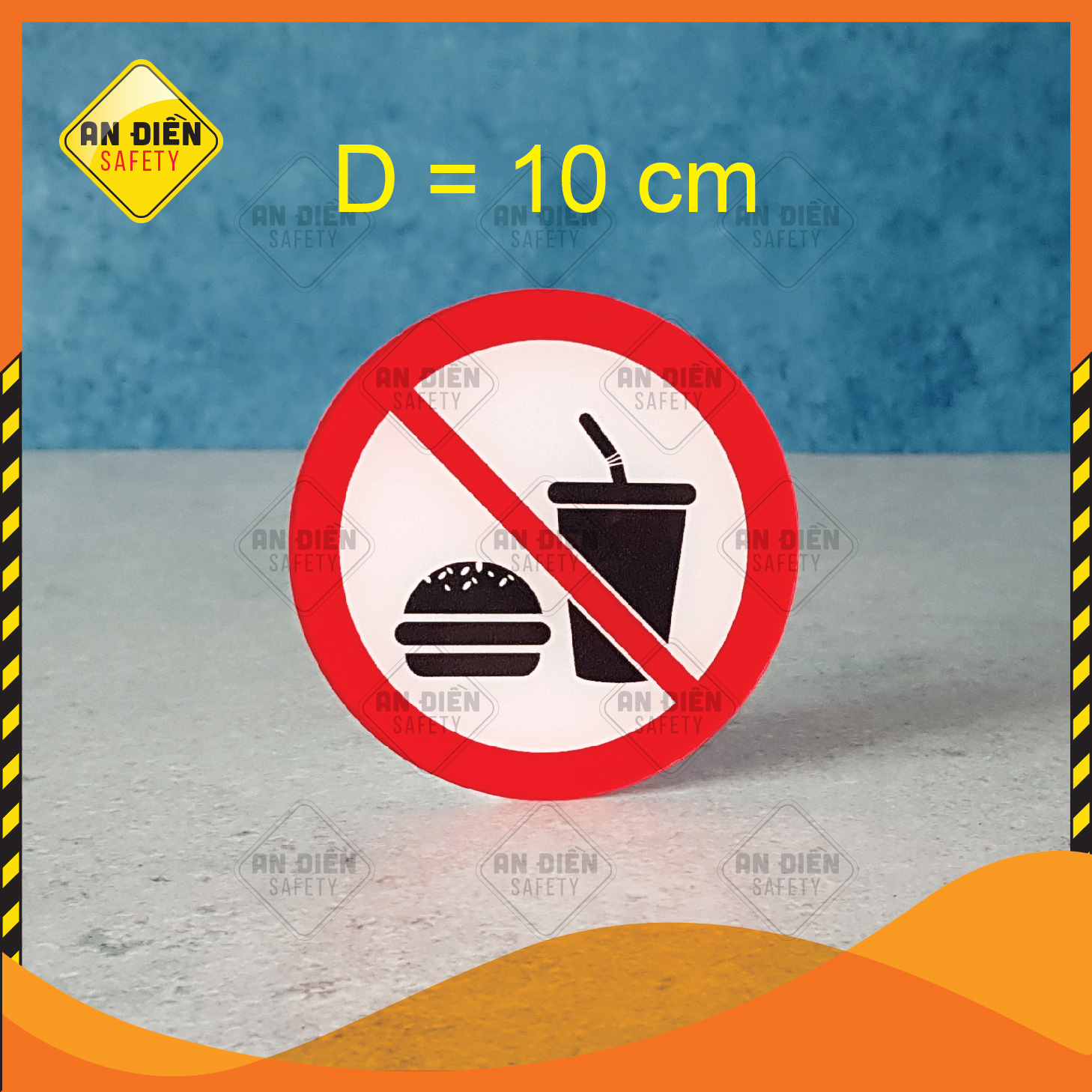Biển báo an điền safety - biển báo cấm ăn uống no drink no food trong lúc làm việc