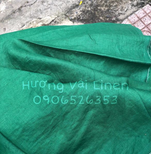 Vải linen tưng premium màu xanh Noel đã wash cn!