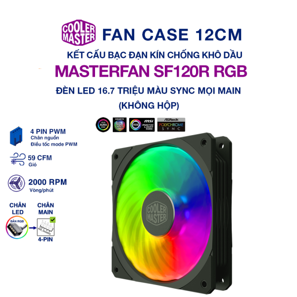 Quạt fan case 12cm Cooler Master SF120R RGB - Fan Cooler Master Masterfan SF120R RGB (tách hộp)