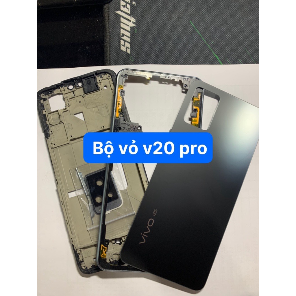 Bộ vỏ điện thoại zin hãng Vivo V20 PRO , gồm xương, sườn, lưng, phím bấm, và kính camera