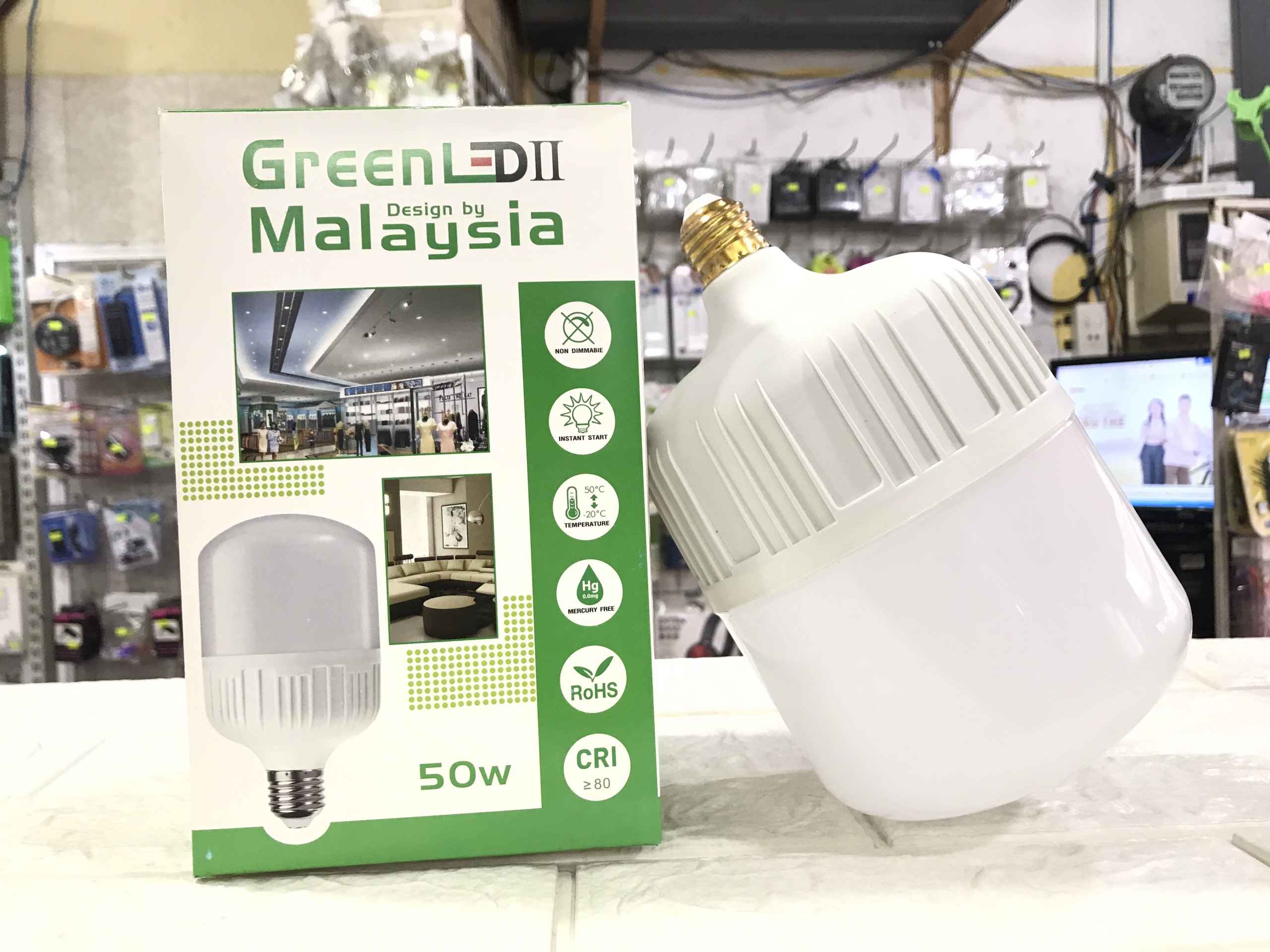 Bóng đèn led bulb trụ greenled malaysia 50w siêu sáng tiết kiệm điện