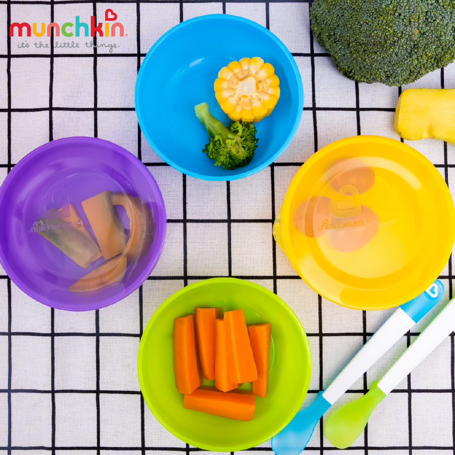 Bộ 4 bát có nắp + 2 thìa Munchkin