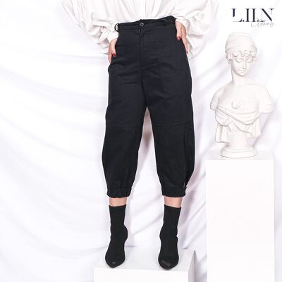 Quần kaki nữ màu đen bo gấu cá tính LIIN Clothing Q3231