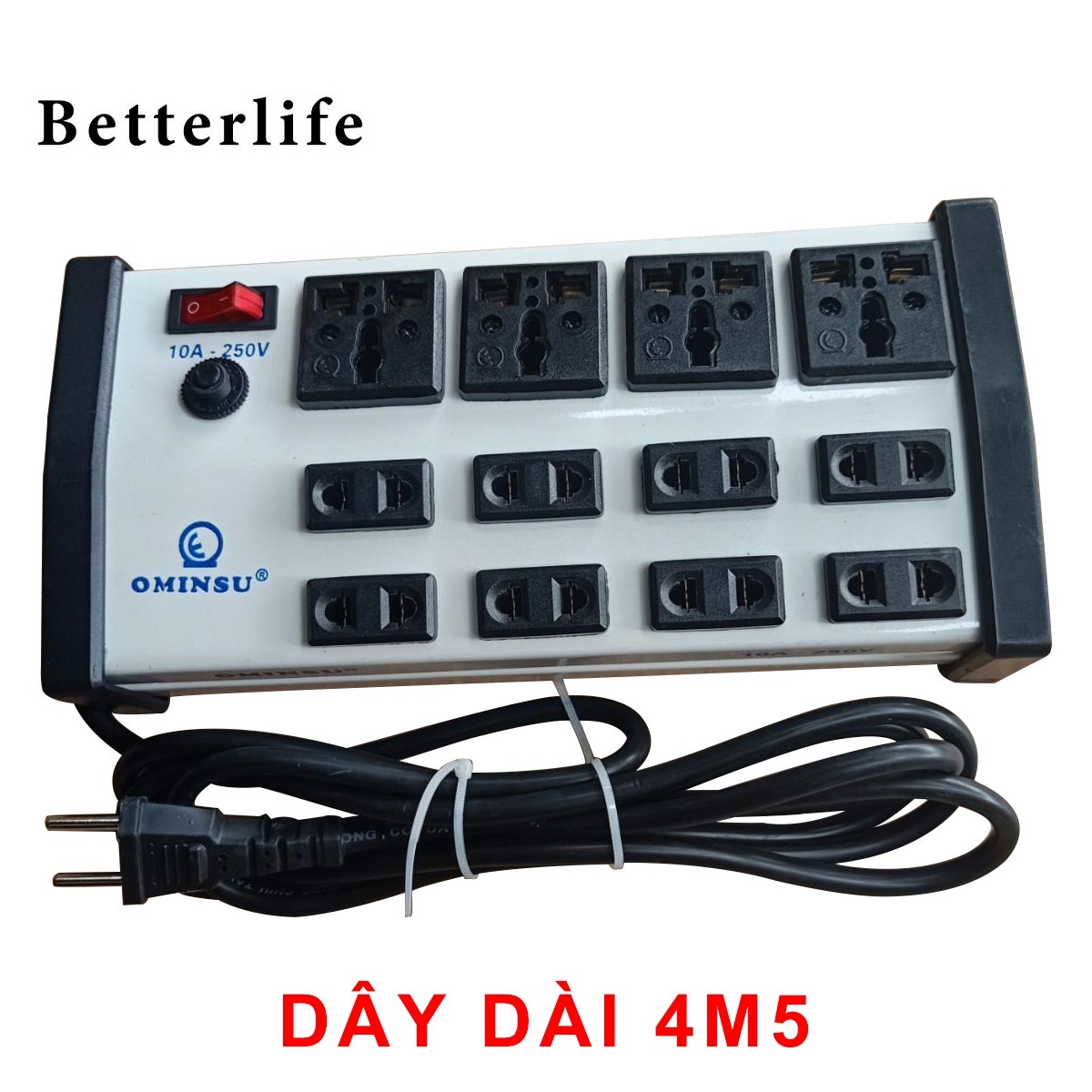 Ổ cắm 4 cửa đa năng 8 cửa đơn Ominsu có Aptomat chịu tải 2000W cao cấp - BetterLife