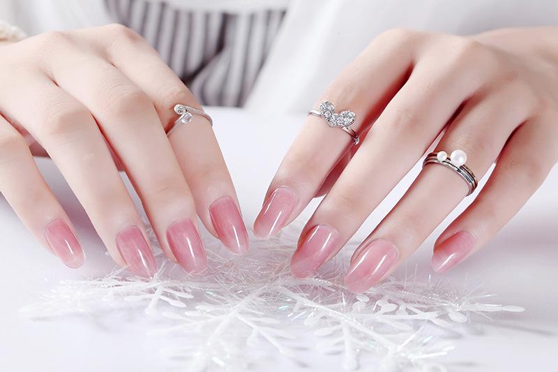 Bộ 24 Móng tay giả hồng trơn đẹp (kèm dũa+keo dán)