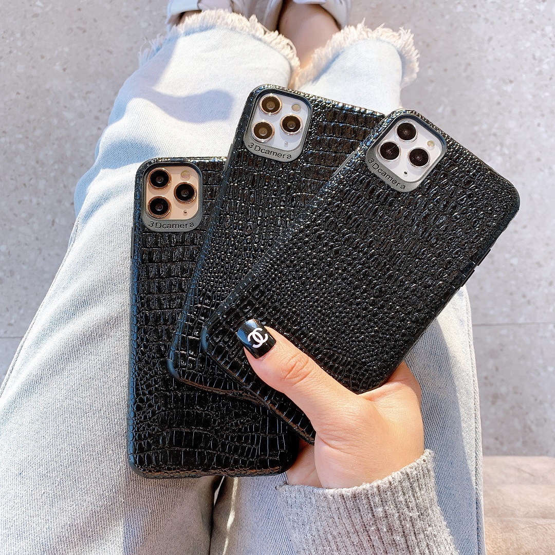 Ốp Lưng Da IMD Vân Nổi Crocodile Black