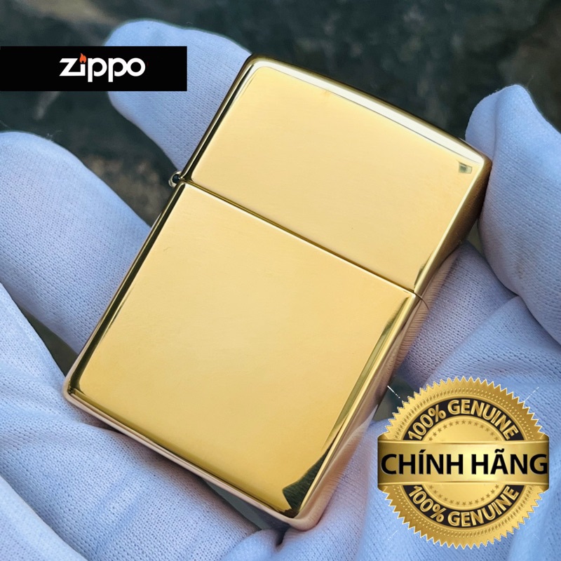 Bật Lửa Zippo Mỹ Đồng Vàng Trơn Bóng Chặt Góc Xéo Đời La Mã.hàng chuẩn zippo