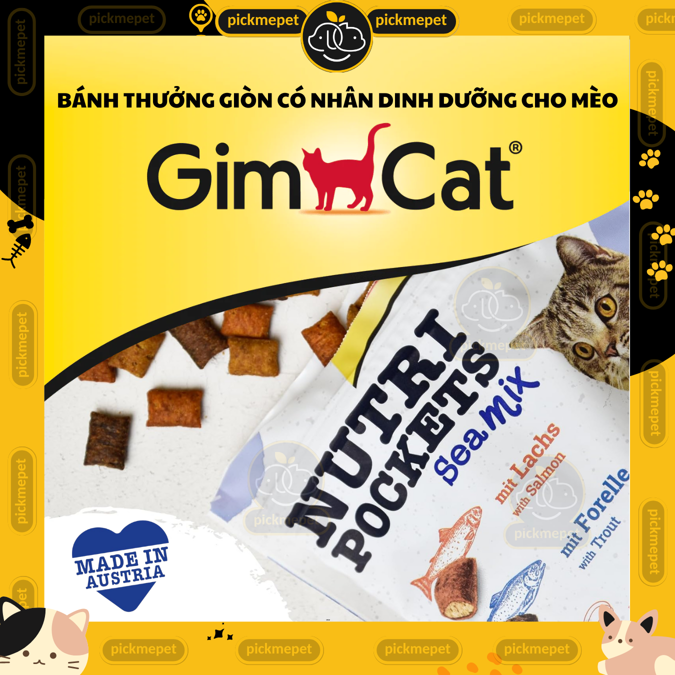 [Gói 150g] Snack GimCat Nutri Pockets - Bánh Quy Thưởng Giòn Dinh Dưỡng Có Nhân Dành Cho Mèo Nutri Pocket