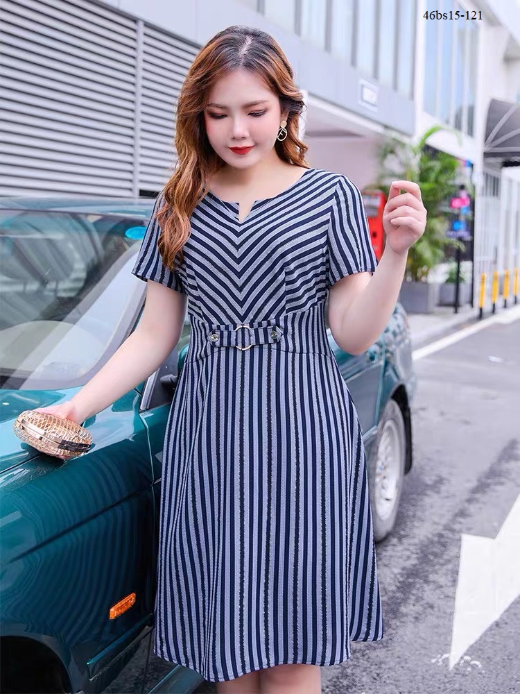 Đầm sọc cách điệu big size thanh lịch