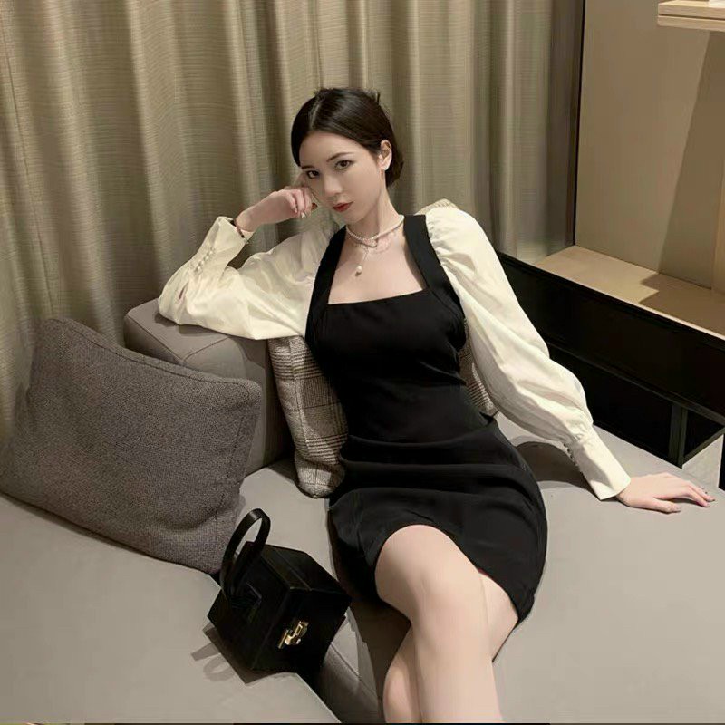 Đầm body tay cài nút-QH#damnu