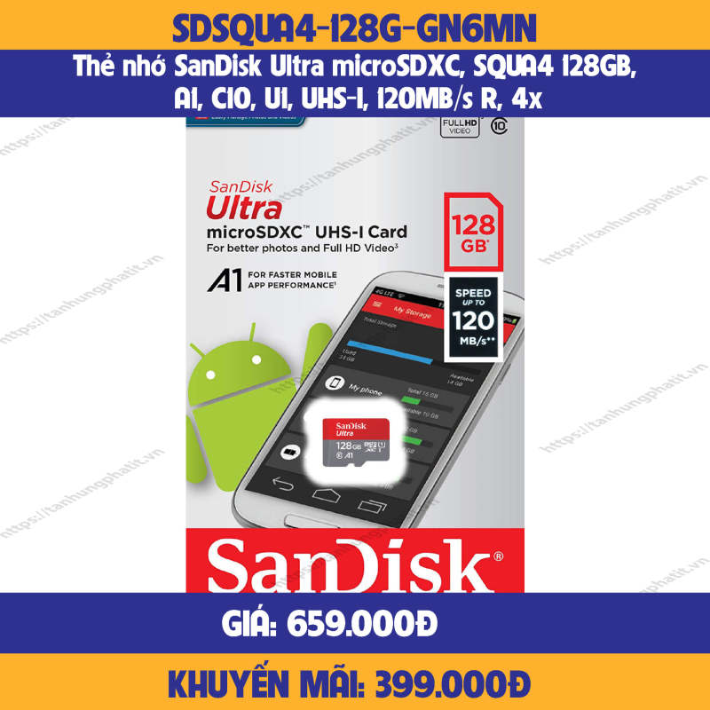 THẺ NHỚ SANDISK ULTRA MICROSDXC SDSQUA4-128G-GN6MN 128GB