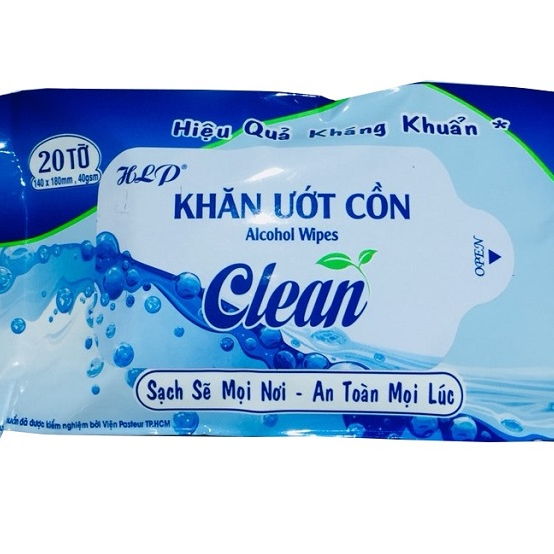 Khăn giấy ướt HLP có cồn, sát khuẩn 20 miếng/gói.