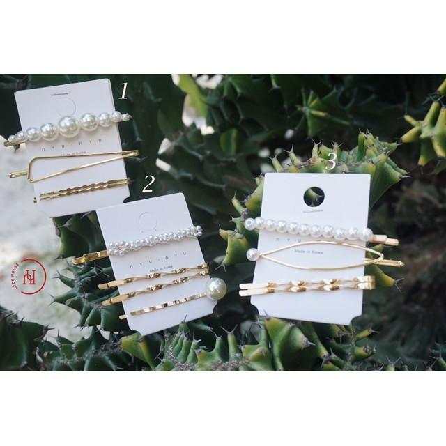 [HCM]Set Kẹp Tóc Hàn Quốc Combo 3 kẹp tóc nữ ngọc trai
