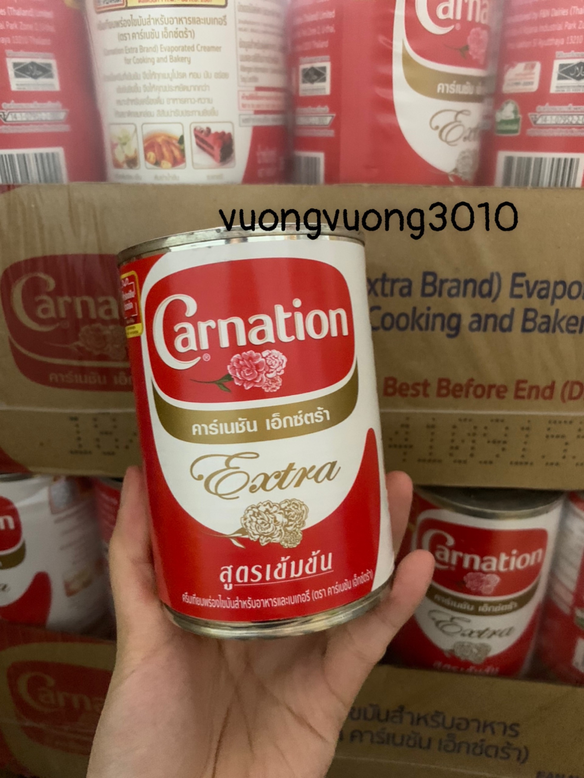 Sữa Nước Béo và Sữa Đặc Carnation ( sữa ba bông ) Thái Lan Lon 385g