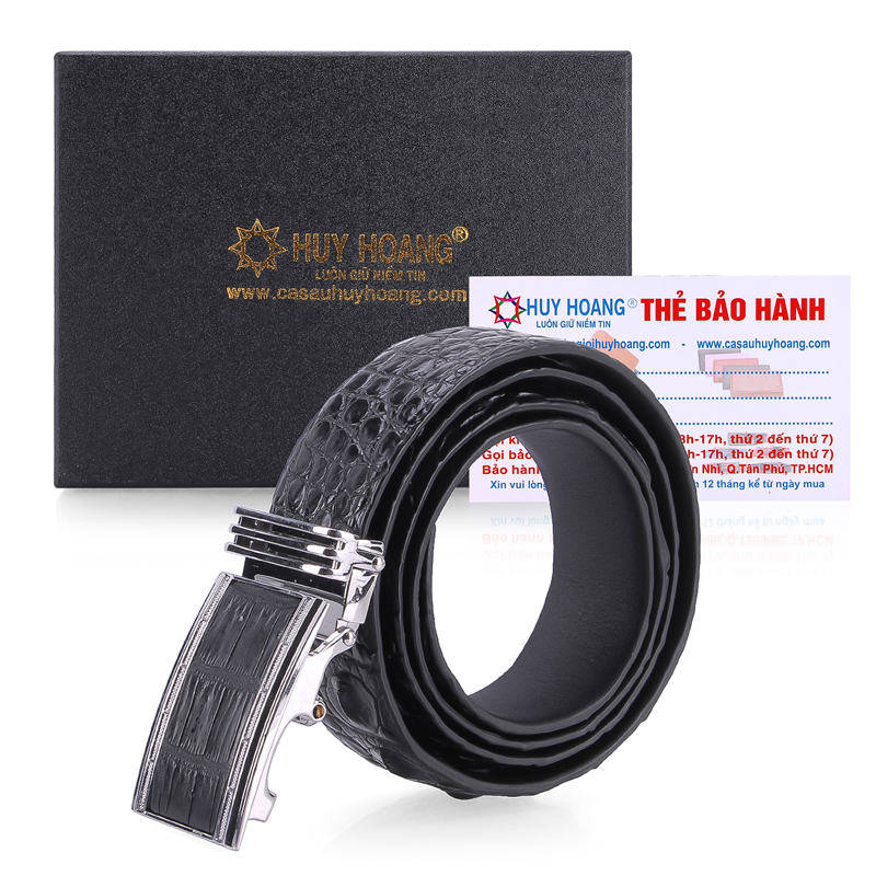 TH4210 - Dây nịt nam da cá sấu  gai đuôi màu đen