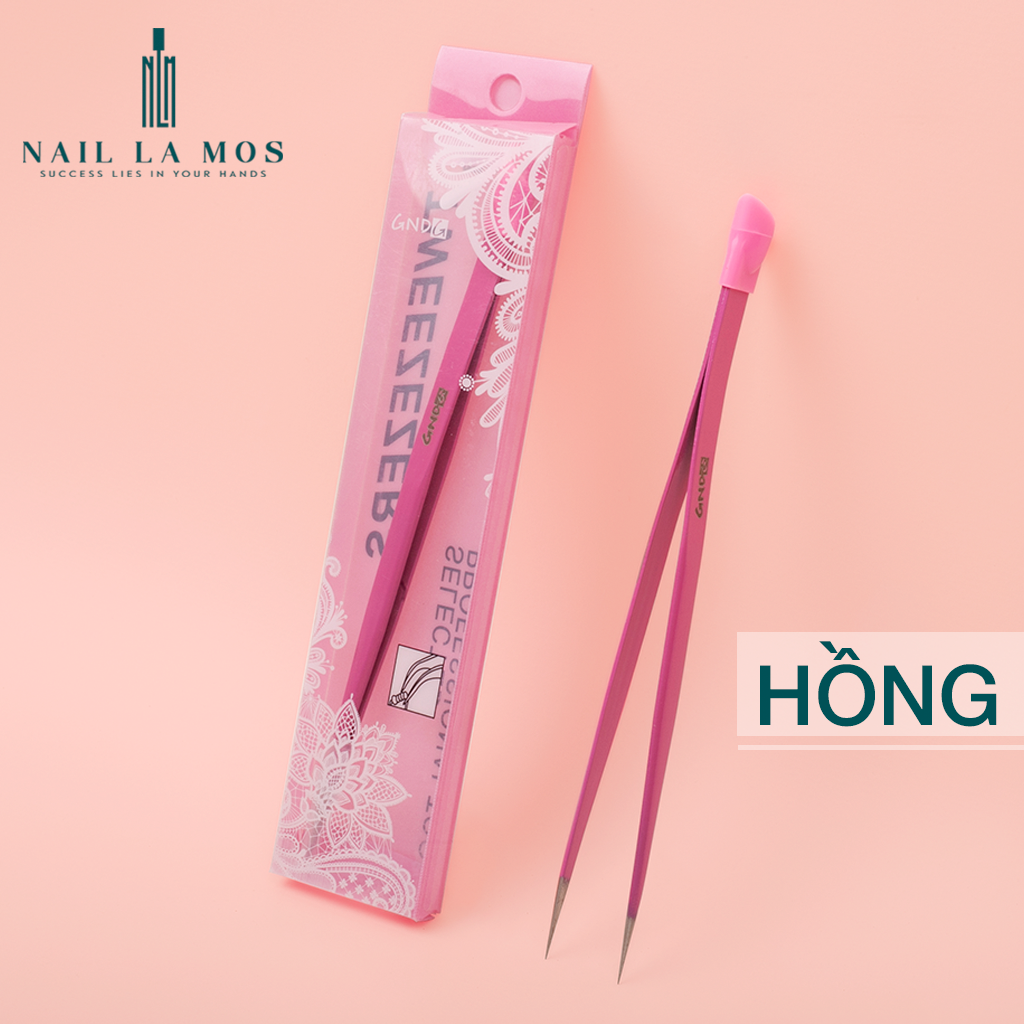 Nhíp gắp đá nail GNDG đầu thẳng nhọn - Nhíp đa năng gắp charm, kẹp dán sticker có đầu silicon cố định