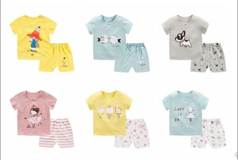 bộ cotton cộc tay bé gái bé trai[quần áo trẻ em hàng quảng  châu]