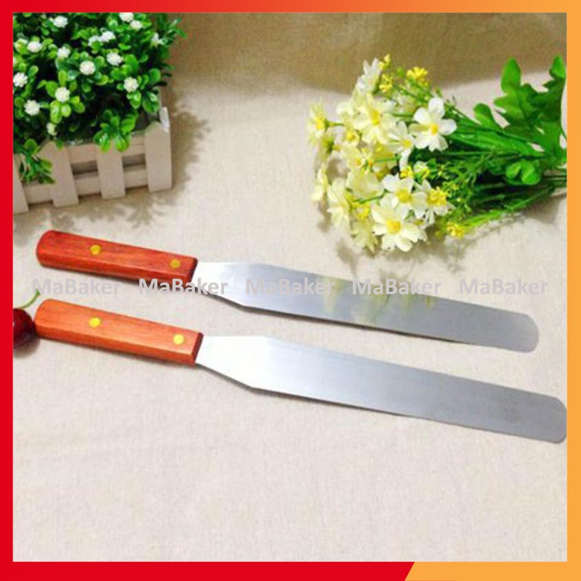 Dao chà láng thẳng cán gỗ cao cấp 32cm, 38cm (8 inch, 10 inch) - MaBaker