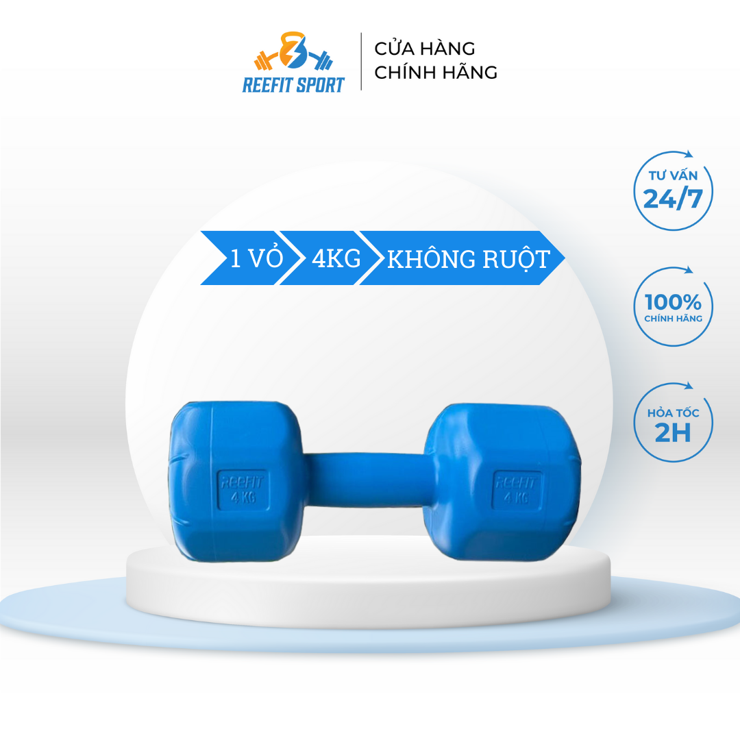 Vỏ tạ tay nhựa bát giác Reefit 4kg không ruột chưa nhồi