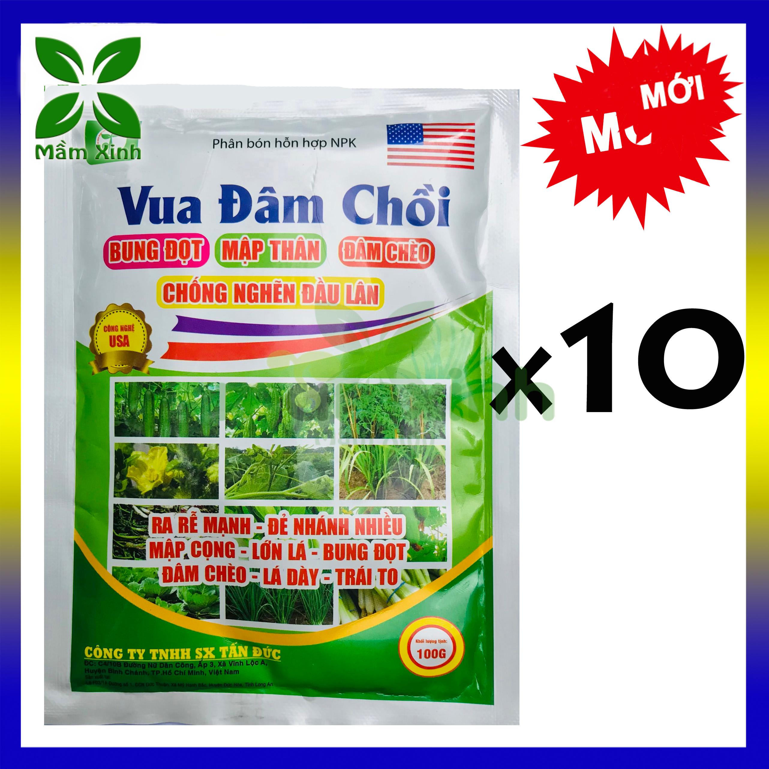 10 Gói Phân bón Vua Đâm Chồi giúp cây ra đọt đều, xanh lá, dày lá Vọt Đọt Thần Tốc đâm chồi mạnh, chống nghẽn đầu lân, vươn đọt cao xanh lá mướt lá
