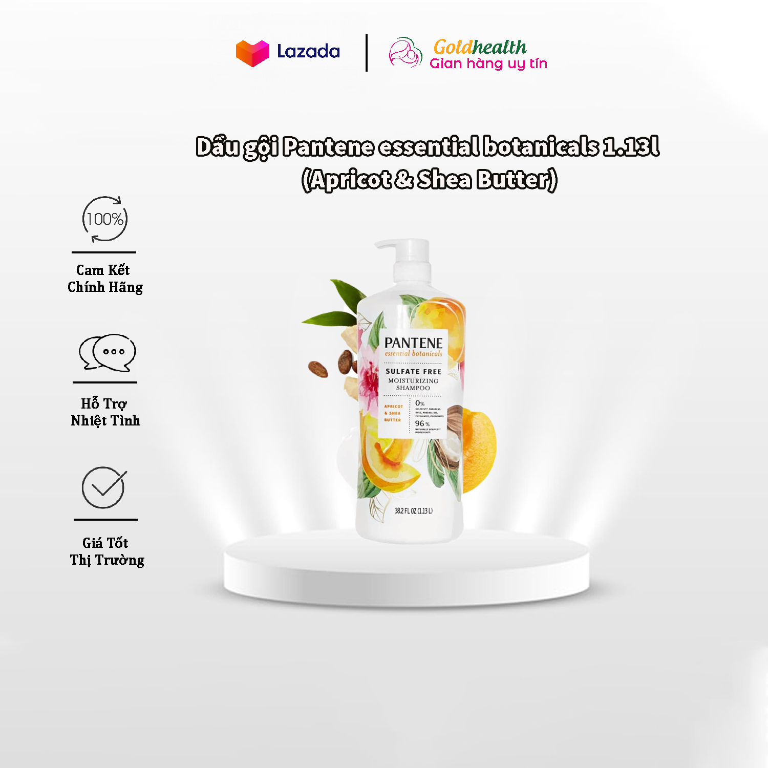 Dầu gội pantene essential botanicals 1.13l (Apricot & Shea Butter)