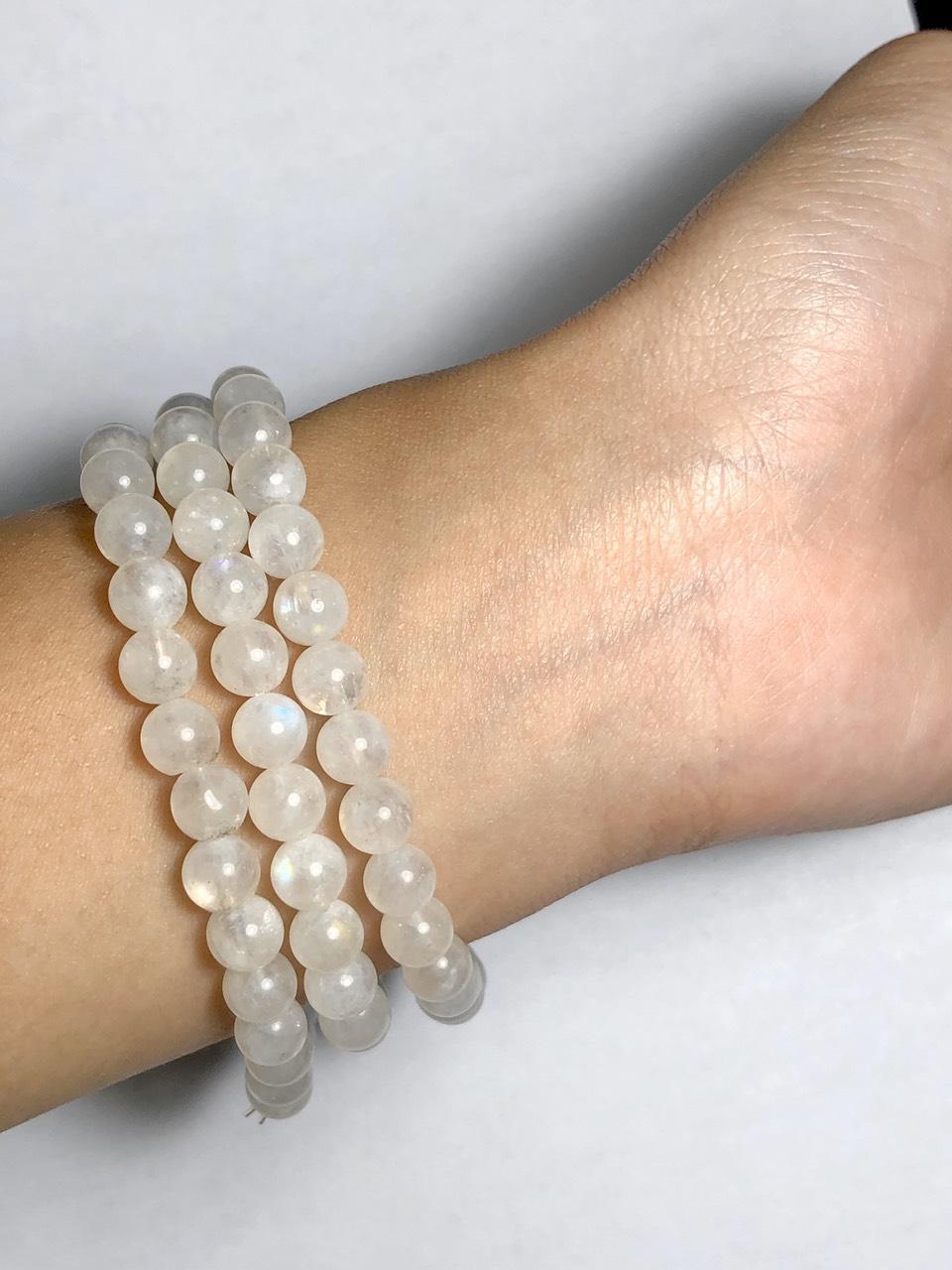 [FreeshipMAX] Vòng tay đá  Moonstone 6mm quấn 3 vòng