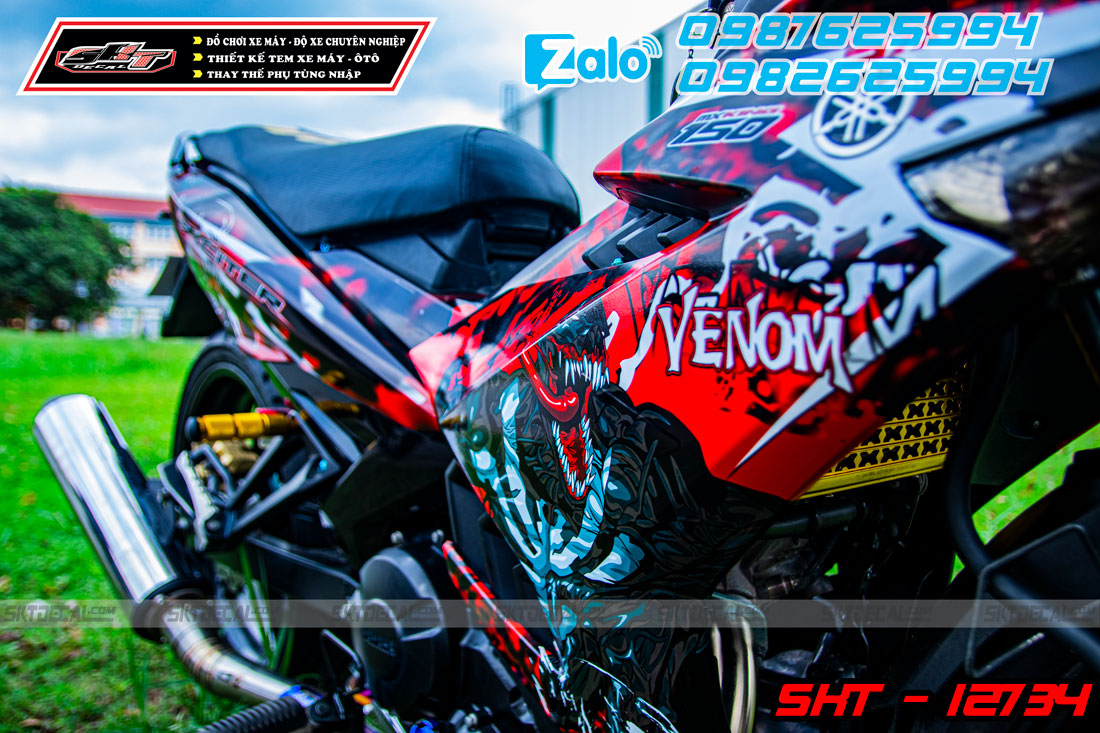 tem trùm exciter 150 đỏ đen venom