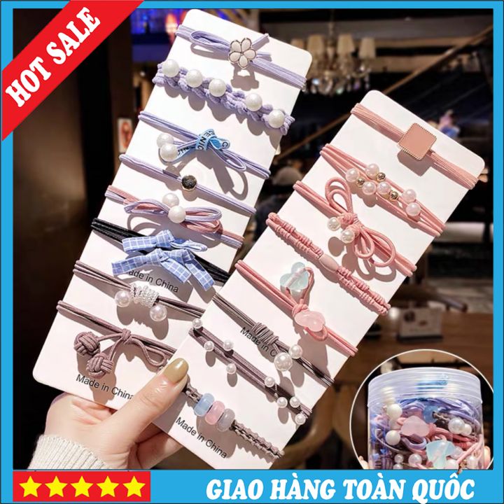 (1 Vỉ) Dây Cột Tóc, Dây Thun Buộc Tóc Nữ Hàn Quốc Đẹp Dễ Thương (Video, Ảnh Thật)