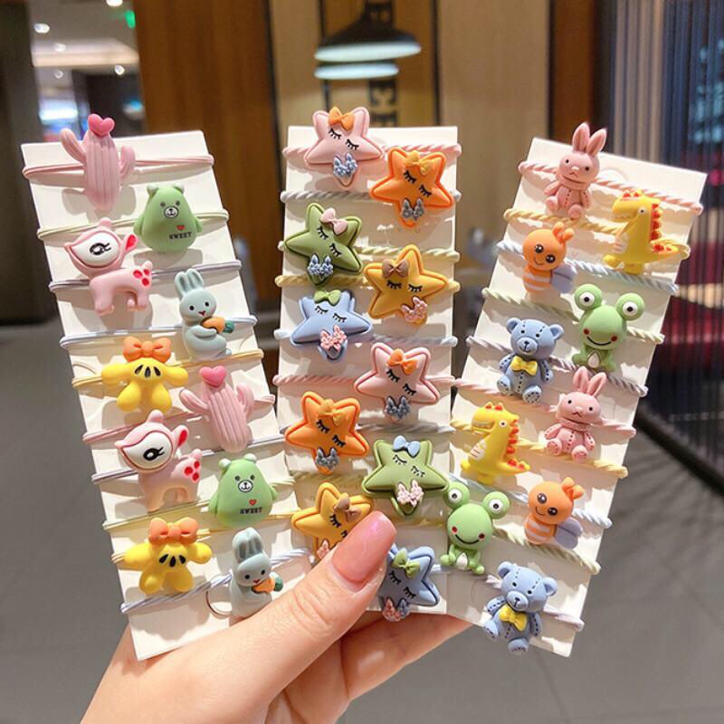 Set 10 dây cột tóc co giãn nhiều màu dễ thương cho bé gái