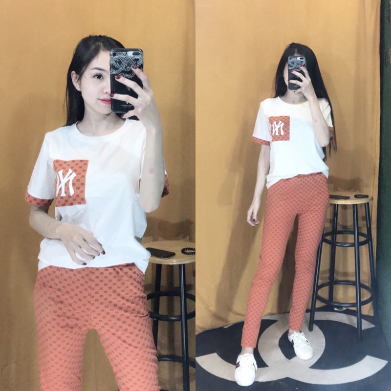 Đồ bộ cotton dài áo phối túi có size 40-65kg - td44