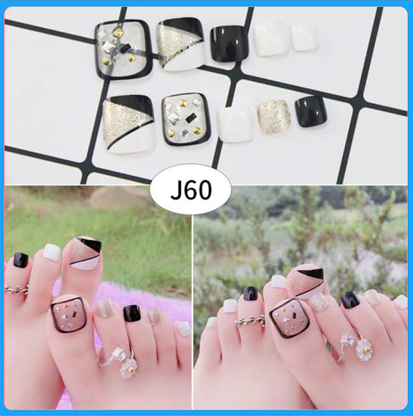 Hộp 24 Móng chân giả , nail giả , móng giả C9 (kèm keo dán)