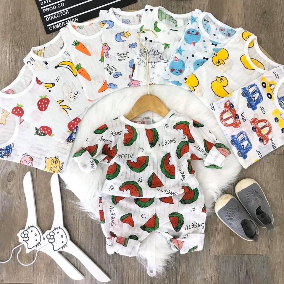 [HCM]| SIZE ĐẠI | set bộ dài tay cotton giấy bé trai gái  (size 4-24kg)
