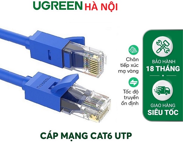 Dây mạng cat6 đầu đúc 1m, 2m, 3m, 5m, 10m, 15m, 20m đầu đúc hàng chính hãng ugreen cao cấp