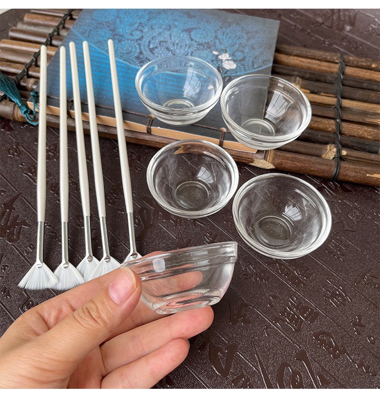 Bộ bát thủy tinh và chổi peel da