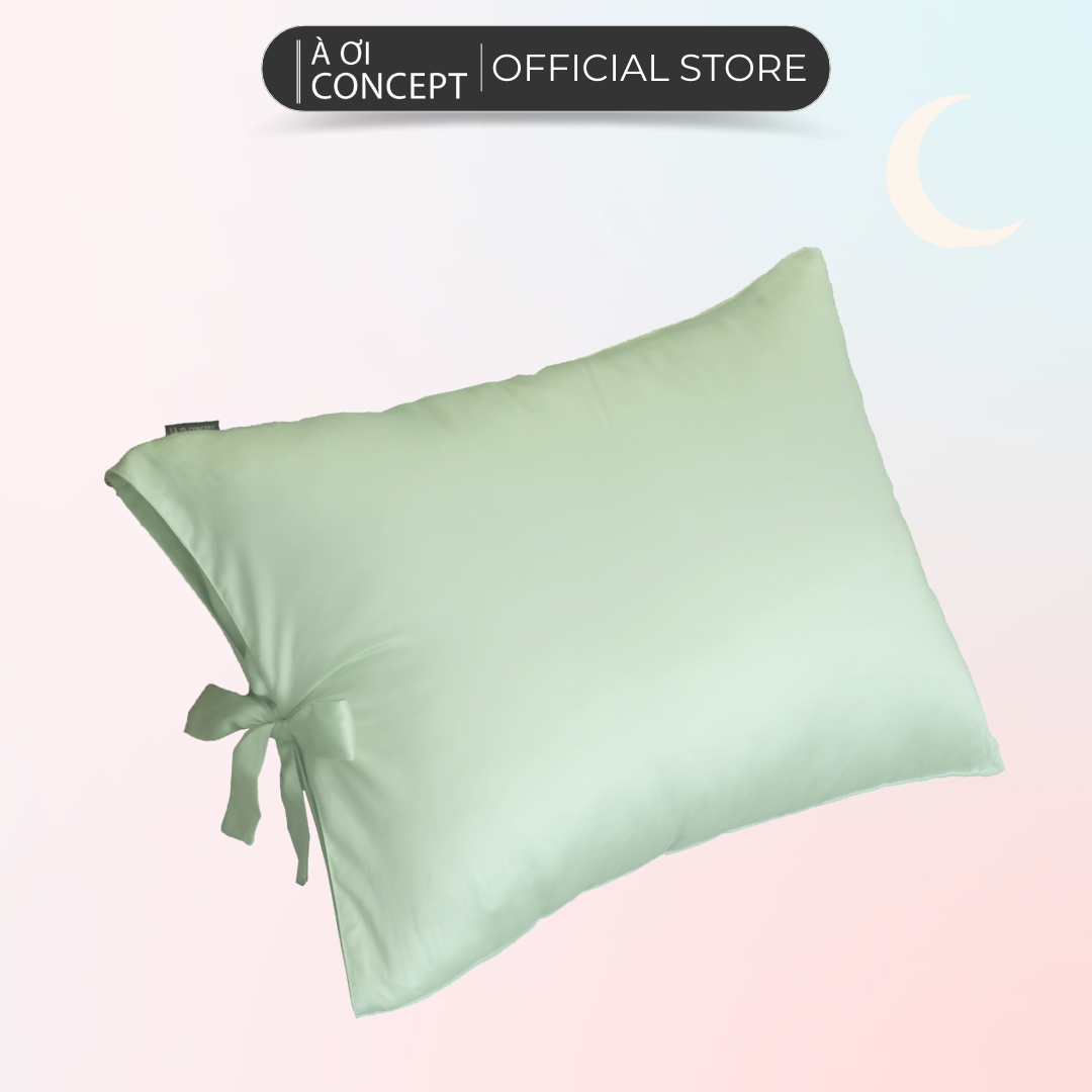 Vỏ gối nằm tencel 60s thắt nơ 50x70cm lụa tencel màu trơn cao cấp poetic pillow case dành cho nàng thơ