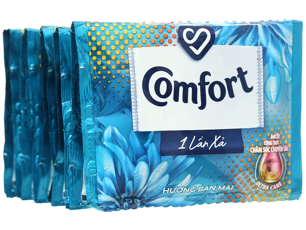 Combo 6 dây nước xả vải Comfort 1 lần xả hương Ban Mai gói 20ml - dây 10 gói - nước xả quần áo thơm lâu