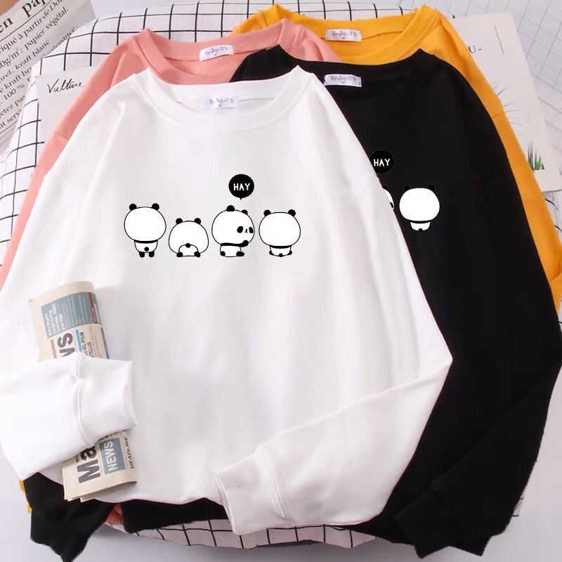 [Hoàn Tiền 15%] ÁO SWEATER IN 4 CON GẤU TRÚC (NHIỀU MÀU)