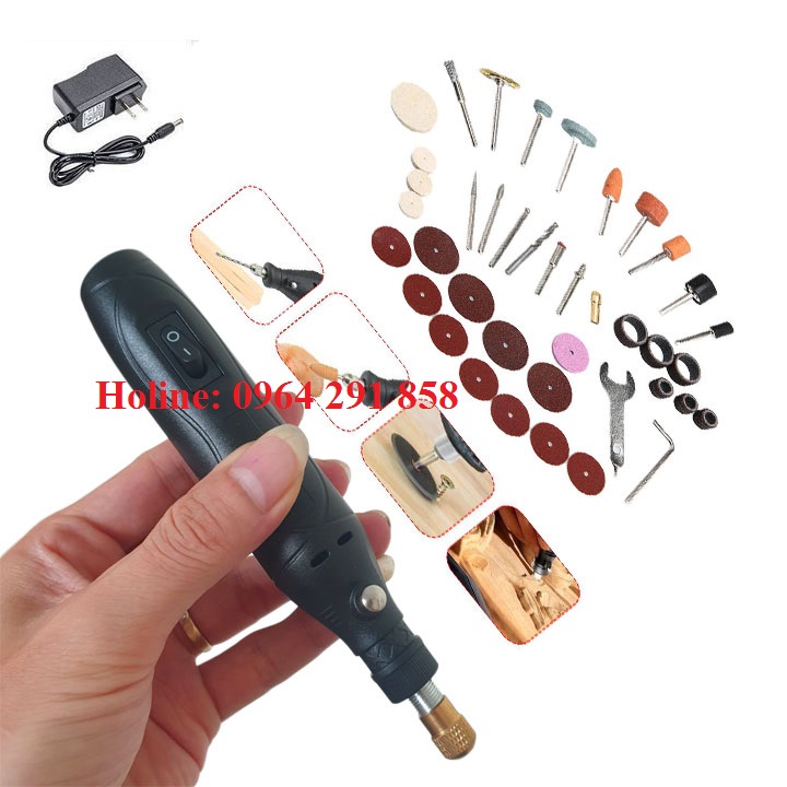 Máy mài cắt mini chạy điện 220v bút khắc mini- máy đánh bóng khoan cắt khắc QB360 -40